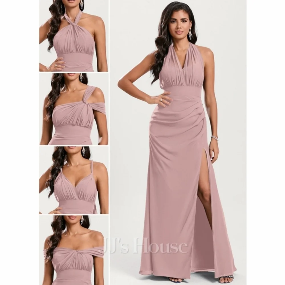 J.J's House 293496 Dusty Rose Chiffon Bridesmaid Dress - Picture 11 of 11